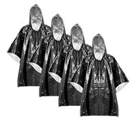 SQAQS 4 Poncho de Survie D'urgence, Survie Thermiques en Mylar, Couvertures d'Urgence en Aluminium, 100*130cm, Couverture Thermique Réfléchissante, Survie Parfaite, Premiers Secours(Noir)
