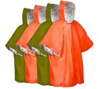 SQAQS 4 Poncho de Survie D'urgence, Survie Thermiques en Mylar, Couvertures d'Urgence en Aluminium, Couverture Thermique Réfléchissante, Survie Parfaite, Premiers Secours, 100 x 120 cm