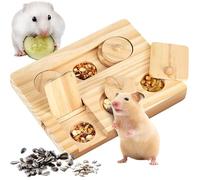 SQAQS 6 in 1 Hamster Jouet de Recherche de Nourriture, Couleur Bois Brut, Jouet Hamster, Jouet pour Cochon d'Inde, Jouets à MâCher pour Lapins, Jouet pour Hamster en Bois, Jouet en Bois