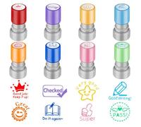 SQAQS 8PCS Timbres pour Enseignants, Tampons Enseignants Français, Tampon Encreur pour Enfant, Tampon Ecole Mignon pour Encourager Motiver Élèves, Fournitures pour Enseignants pour Classes, Groupe C