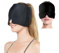 SQAQS Bonnet Anti-migraine, Masque Froid Réutilisable Contre la Migraine Bonnet Anti, Chapeau Anti-stress 360°, Chapeau Anti-mal de Tête Pour Maux de Tête/Fièvre/Yeux Gonflés/Nervosité(Noir)