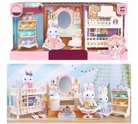 SQAQS Mini Dollhouse Wooden Furniture Kit, Maison de poupées, Maison de poupée Little Rabbit, Maison de Poupée incluant Accessoires et Mobilier, Jouets Cadeaux d'anniversaire(Chambre à Coucher)