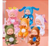 SQAQS Poupee Reborn, 6 PCS Poupee Bebe, Réaliste Mini Poupée émulée, Mini Poupées Reborn, Bébé Réaliste Poupon Interactif Jouet, Matériau en PVC Lavable pour Les Enfants (Animaux)