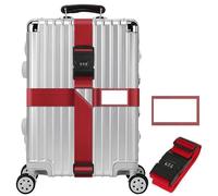 SQAQS Ruban de Bagage avec Verrou à Code, Sangles de Bagage avec Carte D'Information, Accessoires D'Emballage de Voyage RéGlables, Sangles CroiséEs de Coffre, Sangles de Fermeture en Toute SéCurité