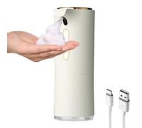 SQCOOL Distributeur Automatique de Savon Mousse, USB Rechargeable Distributeur de Désinfectant Mains avec Fonction de Diffuseur D'huiles Essentielles, Distributeur Savon Liquide sans Contact White