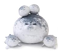 SQEQE Chubby Seal Pillow Plush with 4 Baby Seal Plushies in Her Tummy, Stuffed Cotton Plush Animal Toy Gift for Kids