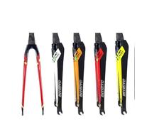 SQIANKUN Fourche VTT Vélo de Route en Fibre de Carbone Gloss 700x25C for Adulte, Frein à Disque/sur Jante, Tube Rond/Conique, Fourche Avant en Fibre de Carbone Fourches pour VéLo(Red-Round-Rim)
