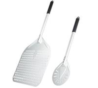 SQIANKUN Pelle Pizza Ensemble de pelles à pizza perforées, pelle rectangulaire et ronde, anodisée en alliage d'aluminium, outil(14inch and 8inch Set)