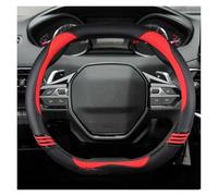 SQIFBA Couvre Volant Housse De Volant en Cuir Et Fibre De Carbone pour Peugeot 508 3008 GT 4008 5008 2017 2018 2019 pour E 2008 2020 2021 Volant De Voiture(Rouge)