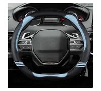SQIFBA Couvre Volant Housse De Volant en Cuir Et Fibre De Carbone pour Peugeot 508 3008 GT 4008 5008 2017 2018 2019 pour E 2008 2020 2021 Volant De Voiture(Bleu)
