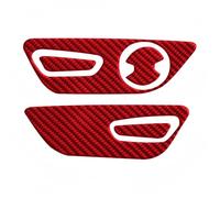 SQIFBA Intérieur Automobile pour Ford pour Mustang 2015-2021 Fibre Carbone Siège Intérieur Voiture Bouton Réglage Panneau Couverture Garniture Protection Autocollant Voiture L'intérieur(Rouge)