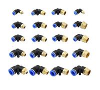 SQING Connecteur pneumatique à air comprimé, 5 pièces, filetage PL 4, 6, 8, 10, 12 mm, 1/8, 1/4", 3/8", 1/2", raccord rapide for tuyau d'air coudé(PL8-03)