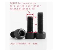 SQING Lot de 5/100 vis à tête cylindrique à six pans creux noires DIN912 M1.4 M1.6 M2 M2.5 M3 M3.5 M4 M5 M6 M7 M8 Grade 12.9(X8mm,M1.6 50pcs)