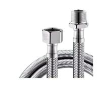 SQING Tuyau flexible tressé en acier inoxydable G1/2, filetage interne et externe, tuyau de douche, rallonge de 20 à 200 cm, tuyau de pulvérisation à main(60cm)