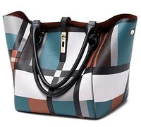 sqlp-Grand travail Sac Cabas Femme Voyage Sacs à Main Sac Fourre Tout Bandoulière Femme Portés épaule Designer cuir sac Besace Treillis Bleu