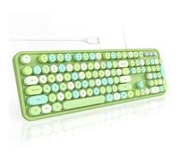SQMD Claviers d'ordinateur colorés filaires, USB Plug and Play, clavier de machine à écrire pleine taille, joli clavier esthétique avec supports pliables pour PC Windows et ordinateur portable (vert)