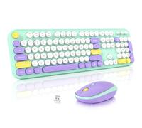 SQMD Ensemble clavier et souris sans fil avec pavé numérique 2,4 G USB pour Windows 7/8/10, ordinateur portable, ordinateur de bureau, PC - Bleu coloré