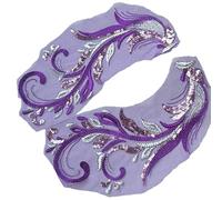 SQMSK 1 Paire 25 * 12 cm Rouge Violet Fleur Paillettes Patchs de Broderie Fleurs Patchs de Broderie pour vêtements Patchs appliqués de Grande Taille