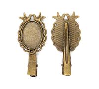 SQMSK 18 * 28MM 30 pièces ours pinces à cheveux en métal plateau barrettes de cheveux plateau épingles à cheveux avec plateau vierge paramètres de lunette ronde plateaux pour épingle à cheveux