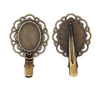SQMSK 18 * 28MM 30 pièces ours pinces à cheveux en métal plateau barrettes de cheveux plateau épingles à cheveux avec plateau vierge paramètres de lunette ronde plateaux pour épingle à cheveux
