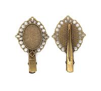 SQMSK 18 * 28MM 30 pièces ours pinces à cheveux en métal plateau barrettes de cheveux plateau épingles à cheveux avec plateau vierge paramètres de lunette ronde plateaux pour épingle à cheveux