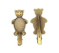 SQMSK 18 * 28MM 30 pièces ours pinces à cheveux en métal plateau barrettes de cheveux plateau épingles à cheveux avec plateau vierge paramètres de lunette ronde plateaux pour épingle à cheveux