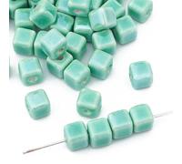 SQMSK 30 pièces 6mm Couleur UV Cube carré Perles en céramique pour la Fabrication de Bijoux Perles en céramique en Vrac pour Bracelets Artisanat Pendentif en céramique