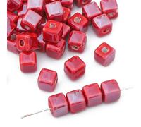 SQMSK 30 pièces 6mm Couleur UV Cube carré Perles en céramique pour la Fabrication de Bijoux Perles en céramique en Vrac pour Bracelets Artisanat Pendentif en céramique
