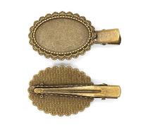 SQMSK 40 * 20 MM 30 pièces Pinces à Cheveux Ovales en métal Plateau Barrettes à Cheveux Plateau épingles à Cheveux avec Plateau Blanc Paramètres de Lunette Ronde Plateaux pour épingle à Cheveux