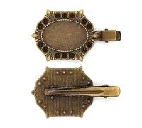 SQMSK 40 * 20 MM 30 pièces Pinces à Cheveux Ovales en métal Plateau Barrettes à Cheveux Plateau épingles à Cheveux avec Plateau Blanc Paramètres de Lunette Ronde Plateaux pour épingle à Cheveux
