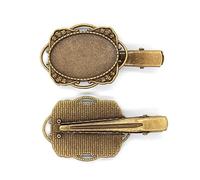 SQMSK 40 * 20 MM 30 pièces Pinces à Cheveux Ovales en métal Plateau Barrettes à Cheveux Plateau épingles à Cheveux avec Plateau Blanc Paramètres de Lunette Ronde Plateaux pour épingle à Cheveux