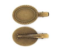 SQMSK 40 * 20 MM 30 pièces Pinces à Cheveux Ovales en métal Plateau Barrettes à Cheveux Plateau épingles à Cheveux avec Plateau Blanc Paramètres de Lunette Ronde Plateaux pour épingle à Cheveux