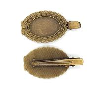 SQMSK 40 * 20 MM 30 pièces Pinces à Cheveux Ovales en métal Plateau Barrettes à Cheveux Plateau épingles à Cheveux avec Plateau Blanc Paramètres de Lunette Ronde Plateaux pour épingle à Cheveux