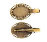 SQMSK 40 * 20 MM 30 pièces Pinces à Cheveux Ovales en métal Plateau Barrettes à Cheveux Plateau épingles à Cheveux avec Plateau Blanc Paramètres de Lunette Ronde Plateaux pour épingle à Cheveux