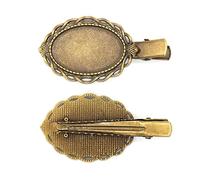 SQMSK 40 * 20 MM 30 pièces Pinces à Cheveux Ovales en métal Plateau Barrettes à Cheveux Plateau épingles à Cheveux avec Plateau Blanc Paramètres de Lunette Ronde Plateaux pour épingle à Cheveux