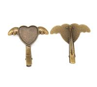 SQMSK 40MM Clip 50pcs Pinces à Cheveux en métal Plateau Barrettes à Cheveux Plateau épingles à Cheveux avec Plateau Blanc Paramètres de Lunette Ronde Plateaux pour épingle à Cheveux Bricolage