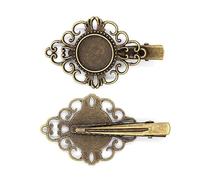 SQMSK 40MM Clip 50pcs Pinces à Cheveux en métal Plateau Barrettes à Cheveux Plateau épingles à Cheveux avec Plateau Blanc Paramètres de Lunette Ronde Plateaux pour épingle à Cheveux Bricolage