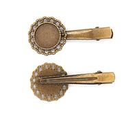 SQMSK 40MM Clip 50pcs Pinces à Cheveux en métal Plateau Barrettes à Cheveux Plateau épingles à Cheveux avec Plateau Blanc Paramètres de Lunette Ronde Plateaux pour épingle à Cheveux Bricolage