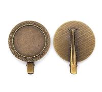 SQMSK 40MM Clip 50pcs Pinces à Cheveux en métal Plateau Barrettes à Cheveux Plateau épingles à Cheveux avec Plateau Blanc Paramètres de Lunette Ronde Plateaux pour épingle à Cheveux Bricolage