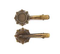 SQMSK 40MM Clip 50pcs Pinces à Cheveux en métal Plateau Barrettes à Cheveux Plateau épingles à Cheveux avec Plateau Blanc Paramètres de Lunette Ronde Plateaux pour épingle à Cheveux Bricolage