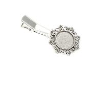 SQMSK 45 * 18MM 50pcs rétro fleurs pinces à cheveux en métal plateau barrettes de cheveux plateau épingles à cheveux avec plateau blanc paramètres de lunette ronde plateaux pour