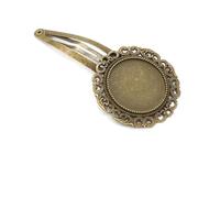 SQMSK 50 * 20 MM 30 pièces pinces à cheveux rondes en métal plateau barrettes de cheveux plateau épingles à cheveux avec plateau vierge paramètres de lunette ronde plateaux pour épingle à cheveux