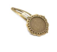 SQMSK 50 * 20 MM 30 pièces pinces à cheveux rondes en métal plateau barrettes de cheveux plateau épingles à cheveux avec plateau vierge paramètres de lunette ronde plateaux pour épingle à cheveux