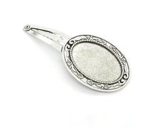 SQMSK 50 * 25 MM 30 pièces Pinces à Cheveux Ovales en métal Plateau Barrettes à Cheveux Plateau épingles à Cheveux avec Plateau Blanc Paramètres de Lunette Ronde Plateaux pour épingle à Cheveux