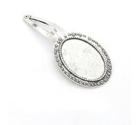 SQMSK 50 * 25 MM 30 pièces Pinces à Cheveux Ovales en métal Plateau Barrettes à Cheveux Plateau épingles à Cheveux avec Plateau Blanc Paramètres de Lunette Ronde Plateaux pour épingle à Cheveux