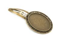 SQMSK 50 * 25 MM 30 pièces Pinces à Cheveux Ovales en métal Plateau Barrettes à Cheveux Plateau épingles à Cheveux avec Plateau Blanc Paramètres de Lunette Ronde Plateaux pour épingle à Cheveux