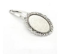 SQMSK 50 * 25 MM 30 pièces Pinces à Cheveux Ovales en métal Plateau Barrettes à Cheveux Plateau épingles à Cheveux avec Plateau Blanc Paramètres de Lunette Ronde Plateaux pour épingle à Cheveux