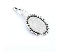 SQMSK 50 * 25 MM 30 pièces Pinces à Cheveux Ovales en métal Plateau Barrettes à Cheveux Plateau épingles à Cheveux avec Plateau Blanc Paramètres de Lunette Ronde Plateaux pour épingle à Cheveux