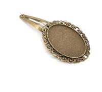 SQMSK 50 * 25 MM 30 pièces Pinces à Cheveux Ovales en métal Plateau Barrettes à Cheveux Plateau épingles à Cheveux avec Plateau Blanc Paramètres de Lunette Ronde Plateaux pour épingle à Cheveux