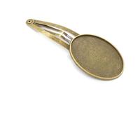 SQMSK 50 * 25 MM 30 pièces Pinces à Cheveux Ovales en métal Plateau Barrettes à Cheveux Plateau épingles à Cheveux avec Plateau Blanc Paramètres de Lunette Ronde Plateaux pour épingle à Cheveux